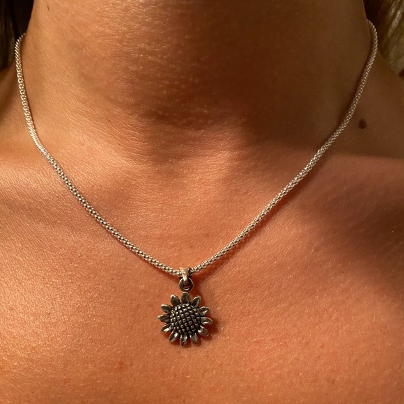 Sterling Silver Sunflower Necklace - Picture 3 of 15